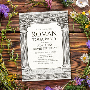 Invitation à une fête en toge romaine avec des col