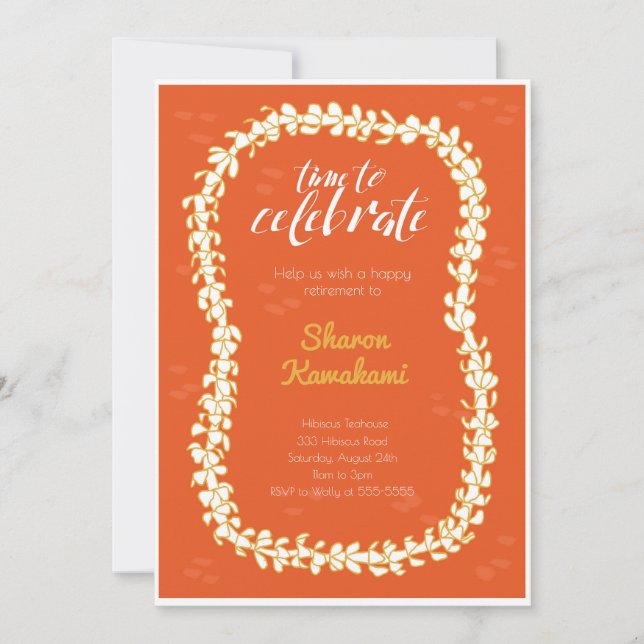 Invitation à une fête hawaïenne rouge (Devant)