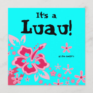Invitation à une fête Luau Fleur d'Hibiscus Rose B