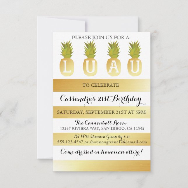 Invitation à une fête Luau pour un anniversaire, u (Devant)