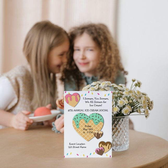 Invitation à une fête mignonne avec glace (Créateur téléchargé)
