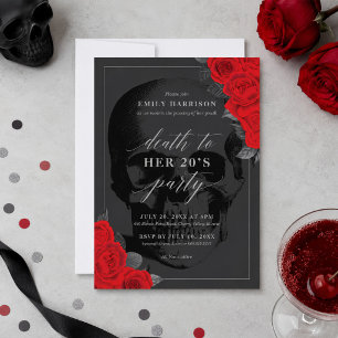 Invitation à une fête 'Mort à vos 20 ans' avec des