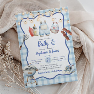 Invitation à une fête prénatale : BBQ Coed BlueGin