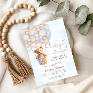 Invitation à une fête prénatale Bébé Ballon Ourson