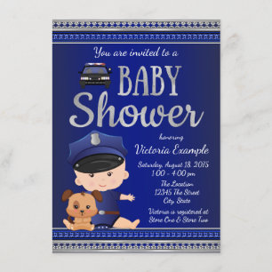 Invitation à une fête prénatale de bébé policier