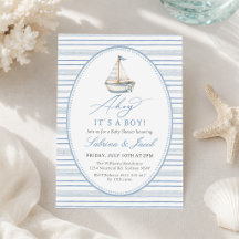 Invitation à une fête prénatale nautique pour garç