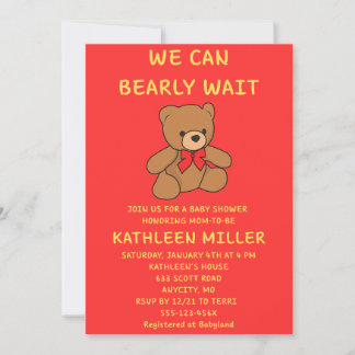 Invitation à une fête prénatale Ourson en peluche