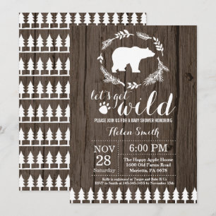 Invitation à une fête prénatale rustique avec un o