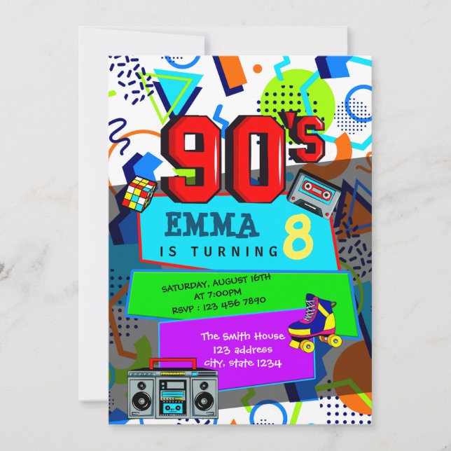 Invitation à une fête retour dans les années 90 (Devant)