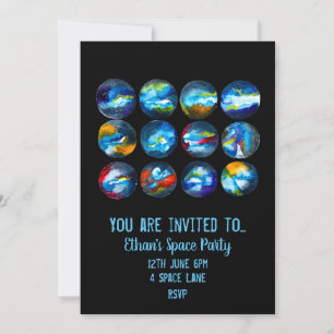 Invitation à une fête sur le thème de l'espace pou