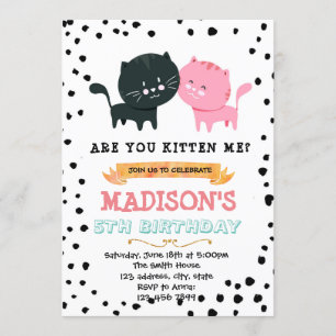 Invitation à une fête sur le thème des chats migno