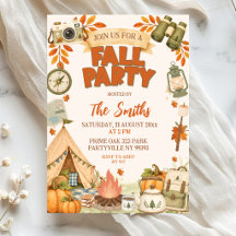 Invitation à une fête sur le thème du camping d'au