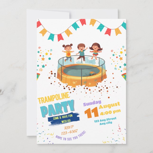 Invitation à une fête sur trampoline, fête de saut (Devant)