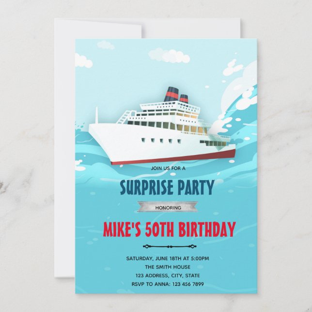 Invitation à une fête sur un bateau de croisière (Devant)