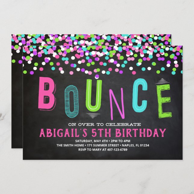 Invitation à une maison gonflable, Fête de maison  (Devant / Derrière)