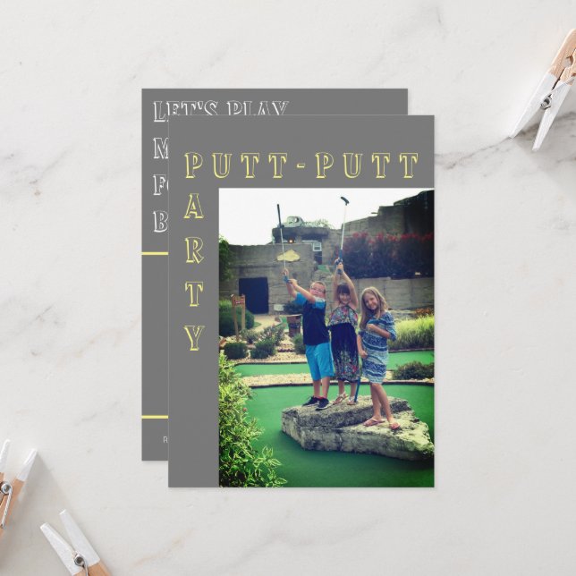 Invitation à une partie de mini-golf Putt-Putt (Devant/Arrière en situation)