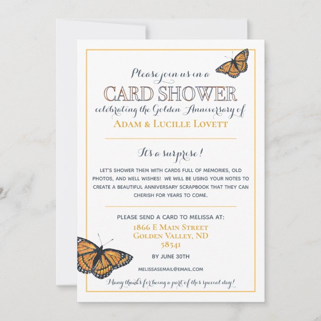 Invitation à une pluie de cartes pour le 50e anniv (Devant)