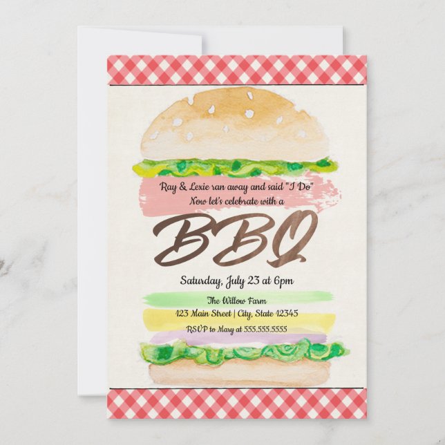 Invitation à une réception de mariage BBQ (Devant)
