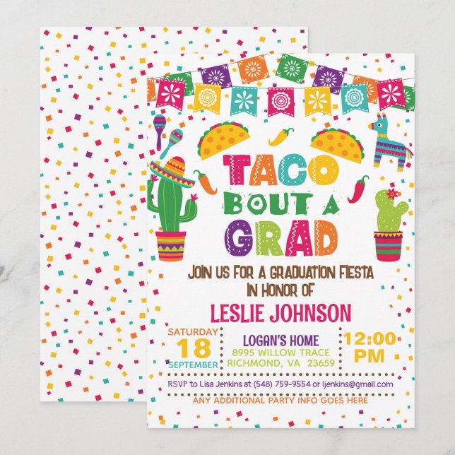 Invitation à une remise de diplômes façon Taco (Devant / Derrière)
