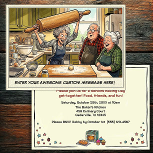 Invitation à une réunion de seniors drôles qui fon