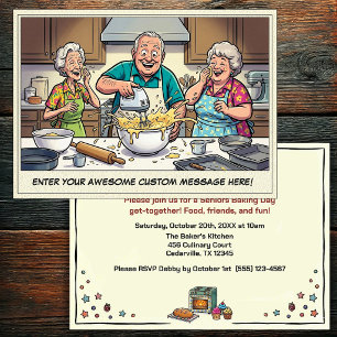 Invitation à une réunion de seniors drôles qui fon