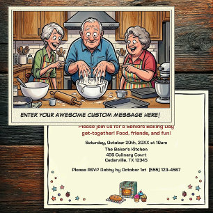 Invitation à une réunion de seniors drôles qui fon
