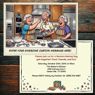 Invitation à une réunion de seniors drôles qui fon