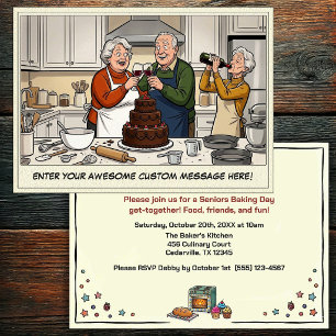 Invitation à une réunion de seniors drôles qui fon