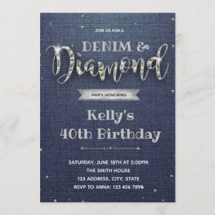 Invitation à une soirée à thème denim et diamant