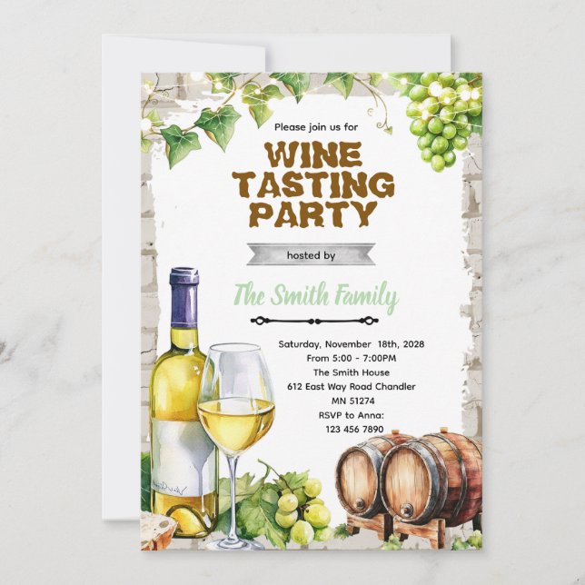 Invitation à une soirée à thème vin blanc (Devant)