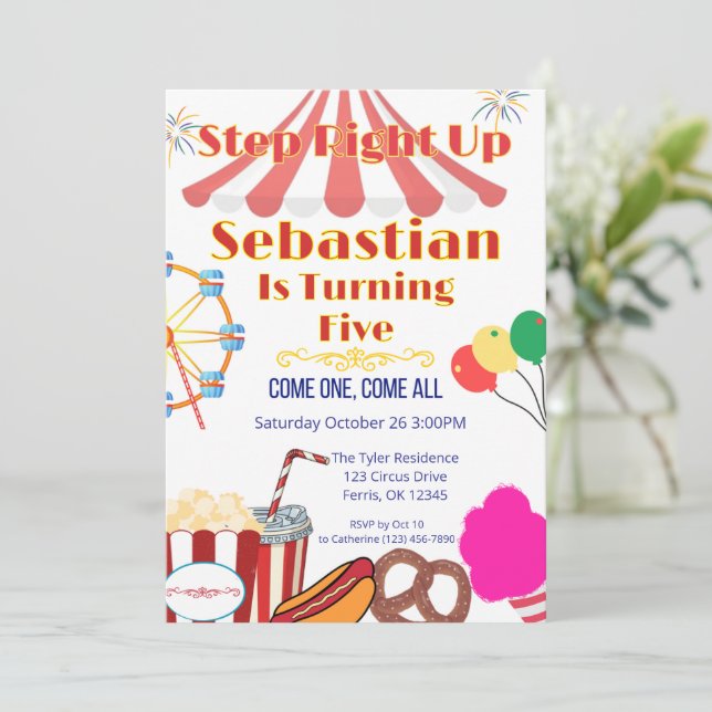 Invitation à une soirée Carnaval avec chapiteau et (Debout devant)