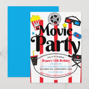 Invitation à une soirée cinéma pour un anniversair