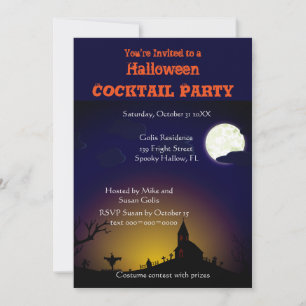 Invitation à une soirée cocktail Halloween effraya