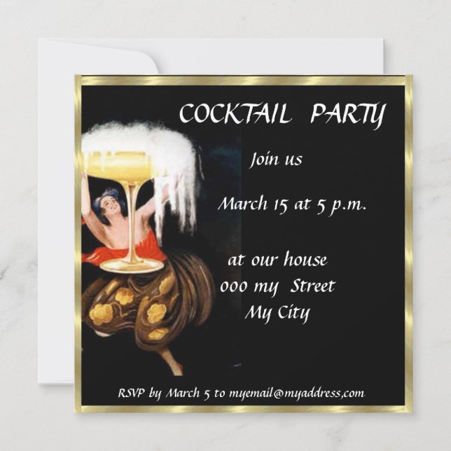 Invitation à une soirée cocktail rétro (Devant)