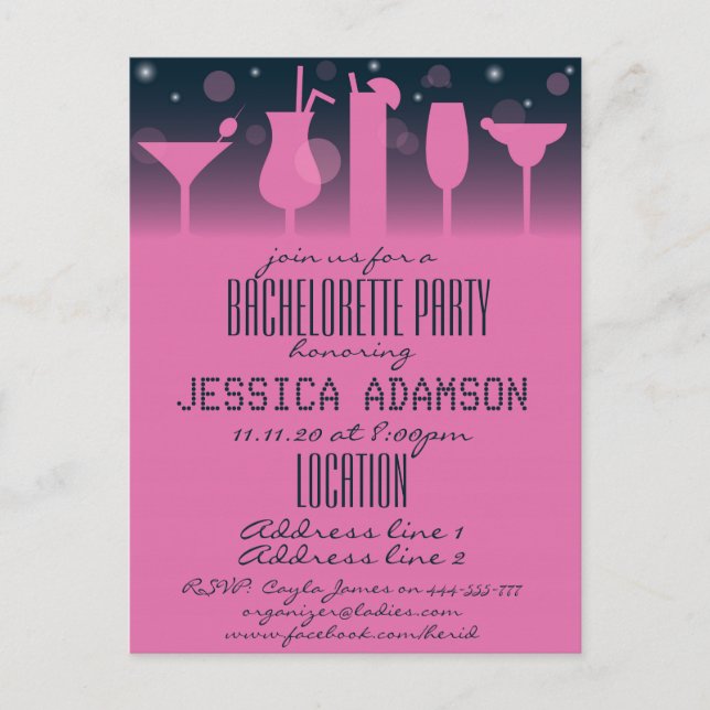 Invitation à une soirée de bachelorette (Devant)