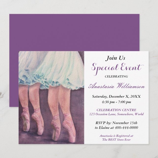 INVITATION À UNE SOIRÉE DE DANSE DE BALLET (Devant / Derrière)