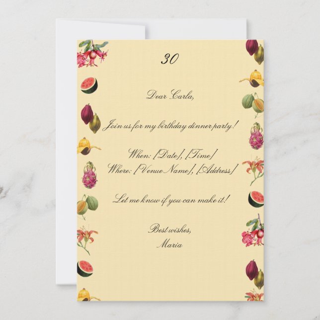 Invitation à une soirée de dîner (Devant)