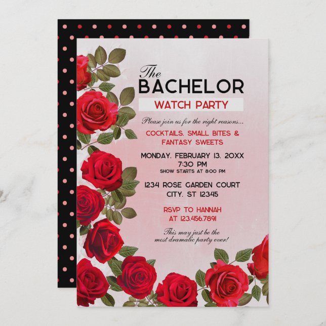 Invitation à une soirée de visionnage de Bachelor, (Devant / Derrière)