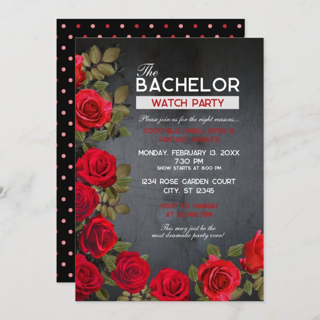 Invitation à une soirée de visionnage de Bachelor, (Devant / Derrière)