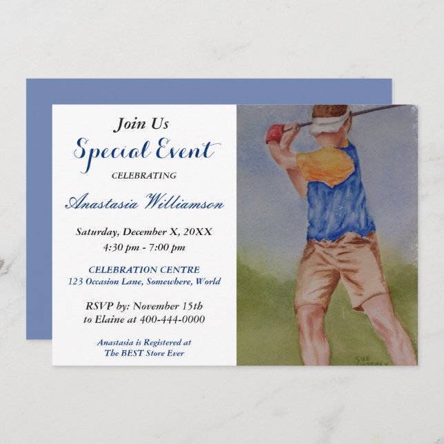 INVITATION À UNE SOIRÉE GOLF (Devant / Derrière)