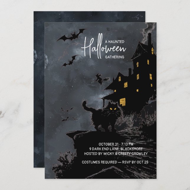 Invitation à une soirée Halloween dans une maison  (Devant / Derrière)