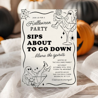 Invitation à une soirée Halloween Sips About to Go