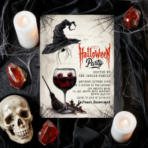 Invitation à une soirée Halloween | Verre à vin en
