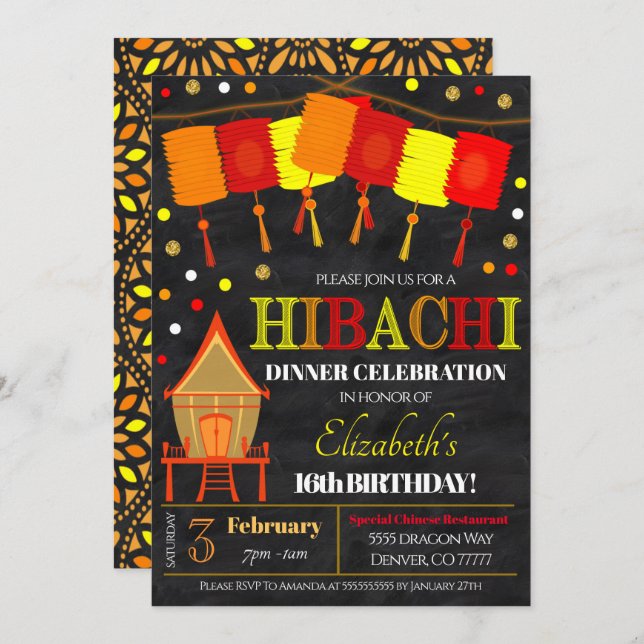 Invitation à une soirée Hibachi (Devant / Derrière)