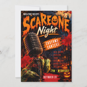 Invitation à une soirée karaoke Halloween rétro Sc