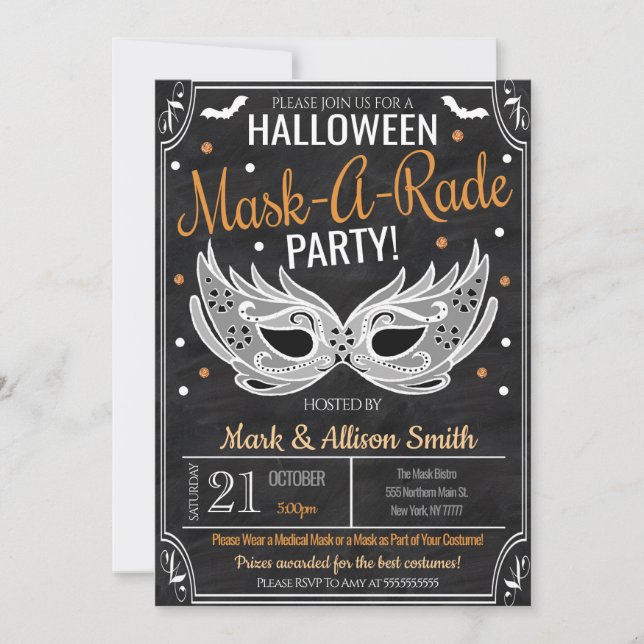 Invitation à une soirée masquée d'Halloween (Devant)