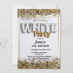Invitation à une soirée ou une fête tout en blanc