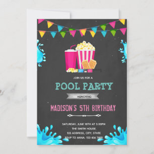 Invitation à une soirée piscine cinéma fille