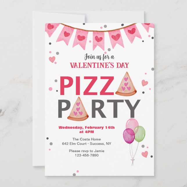 Invitation à une soirée pizza de la Saint-Valentin (Devant)