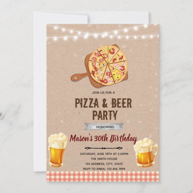 Invitation à une soirée pizza et bière (Devant)